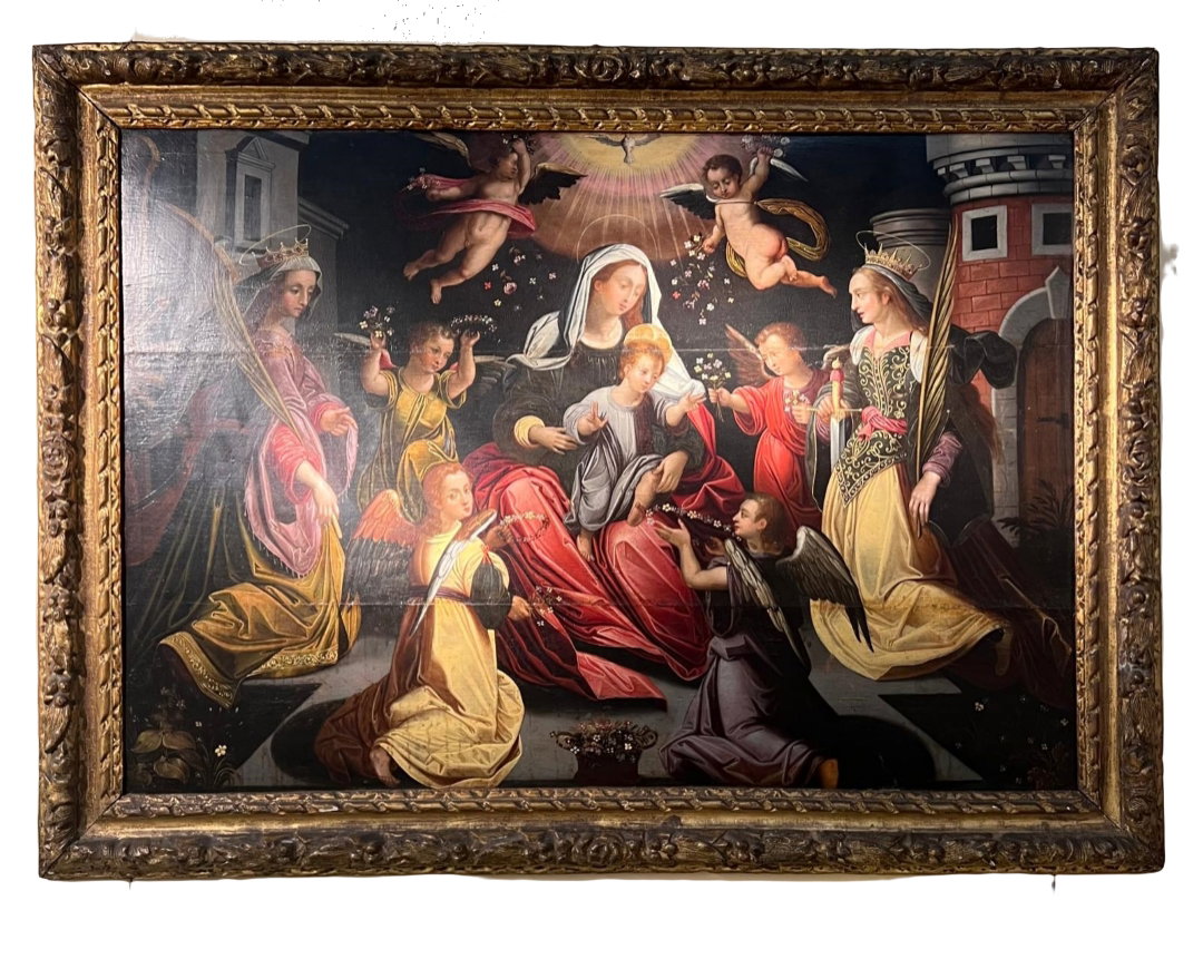 Madonna con el Niño entre Santa Catalina de Alejandría, Santa Bárbara y ángeles festivos